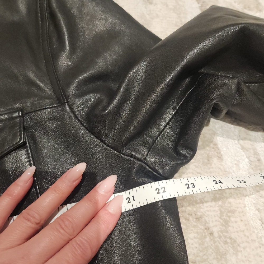 John Varvatos Black Leather Shirt Jacket - Picture 10 of 10
